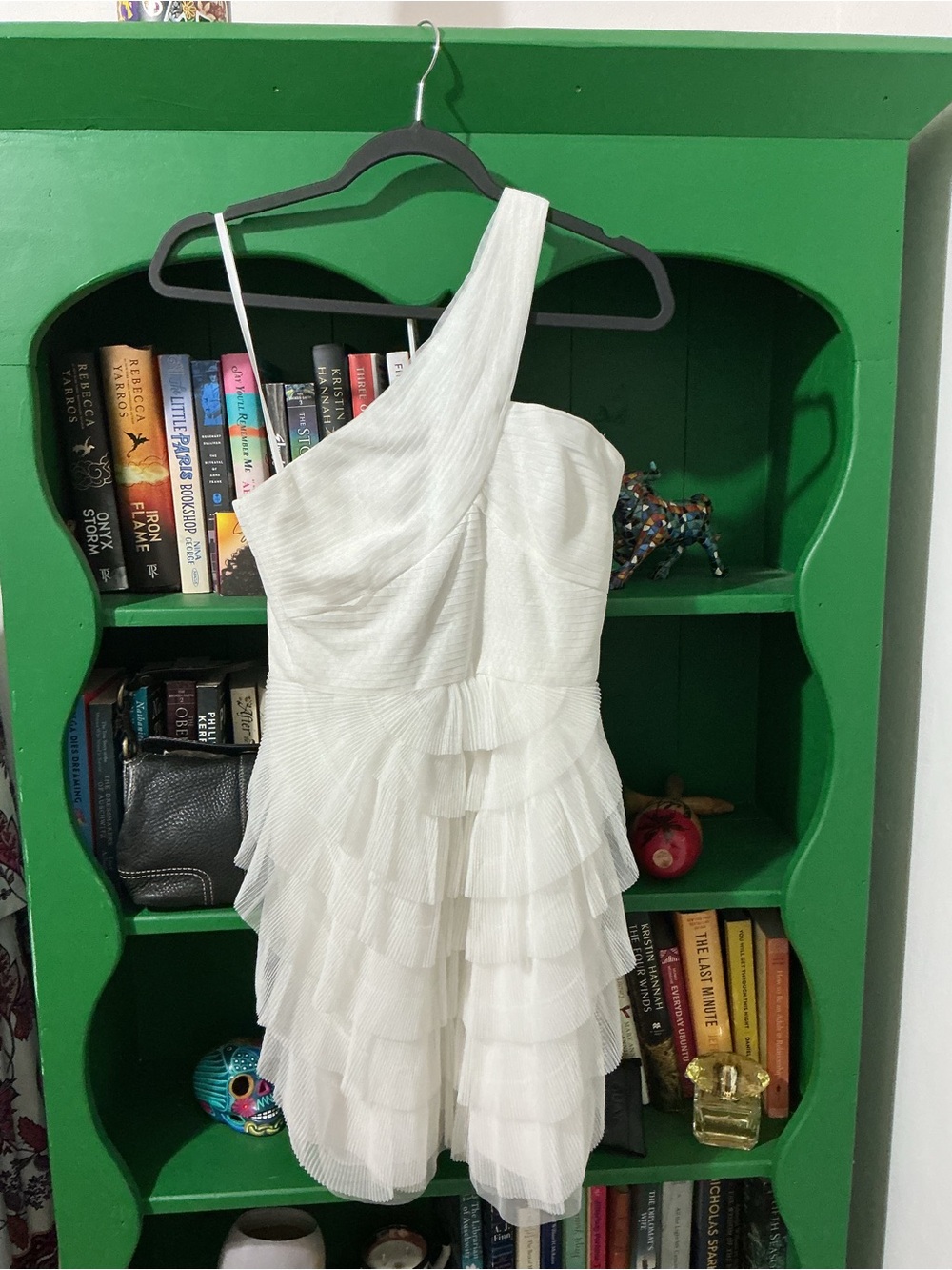 BCBGMaxAzria White Ruffled One-Shoulder Dress